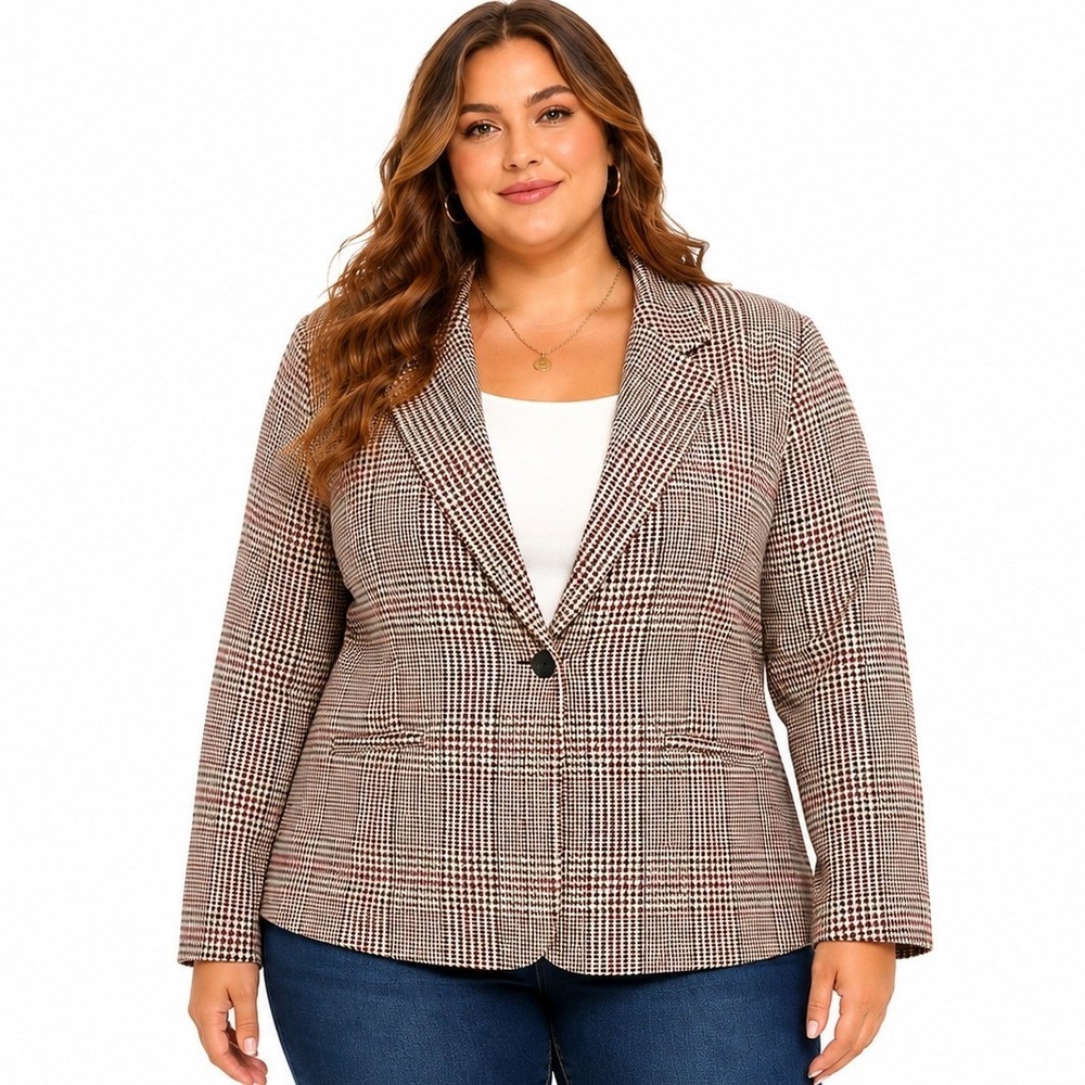 Torrid Menswear Blazer Size 2X New Chateau Grey Houndstooth Double Knit Stretch